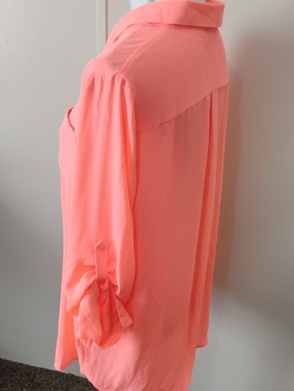 Gorgeous Apt. 9 Neon Coral Button-Down Shirt - Picture 3 of 6